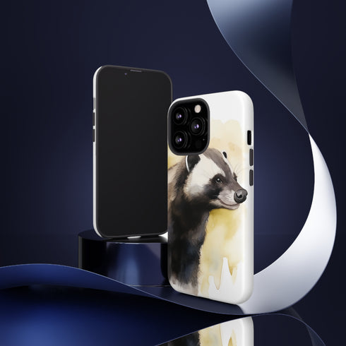 Badger on a Yellow Background - Impact Resistant Phone Case